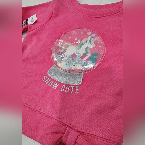 Garanimals Snow Unicorn Globe Sequins Light Weight Sweatshirt Size 12m - Picture 2 of 2